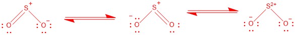 Lewis structure of sulfur dioxide.