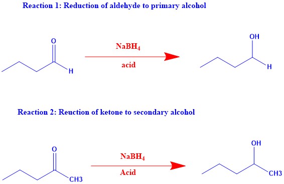 Reduction reactions of ketone and aldehyde to alcohol. 